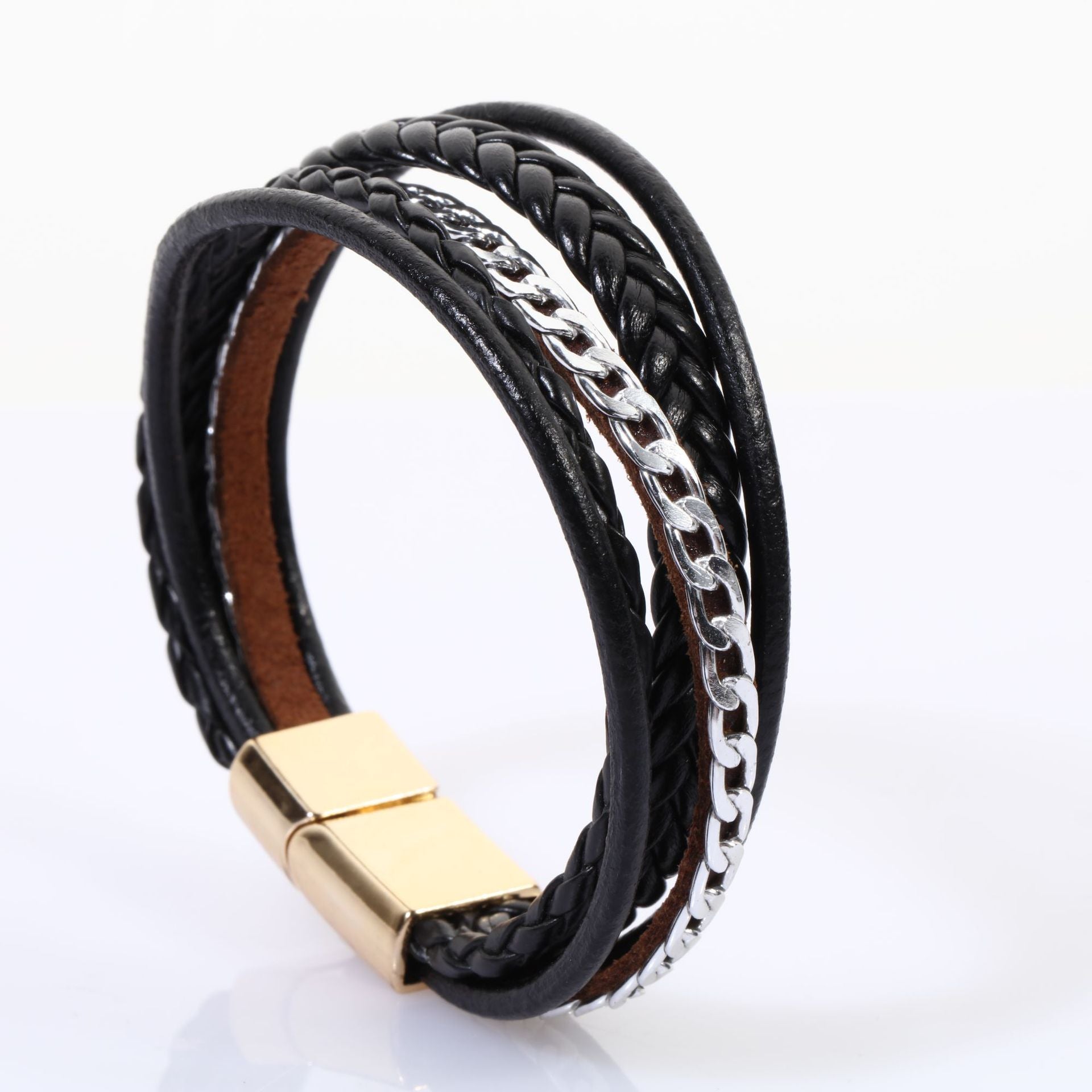 Populärt flätat läderarmband för män