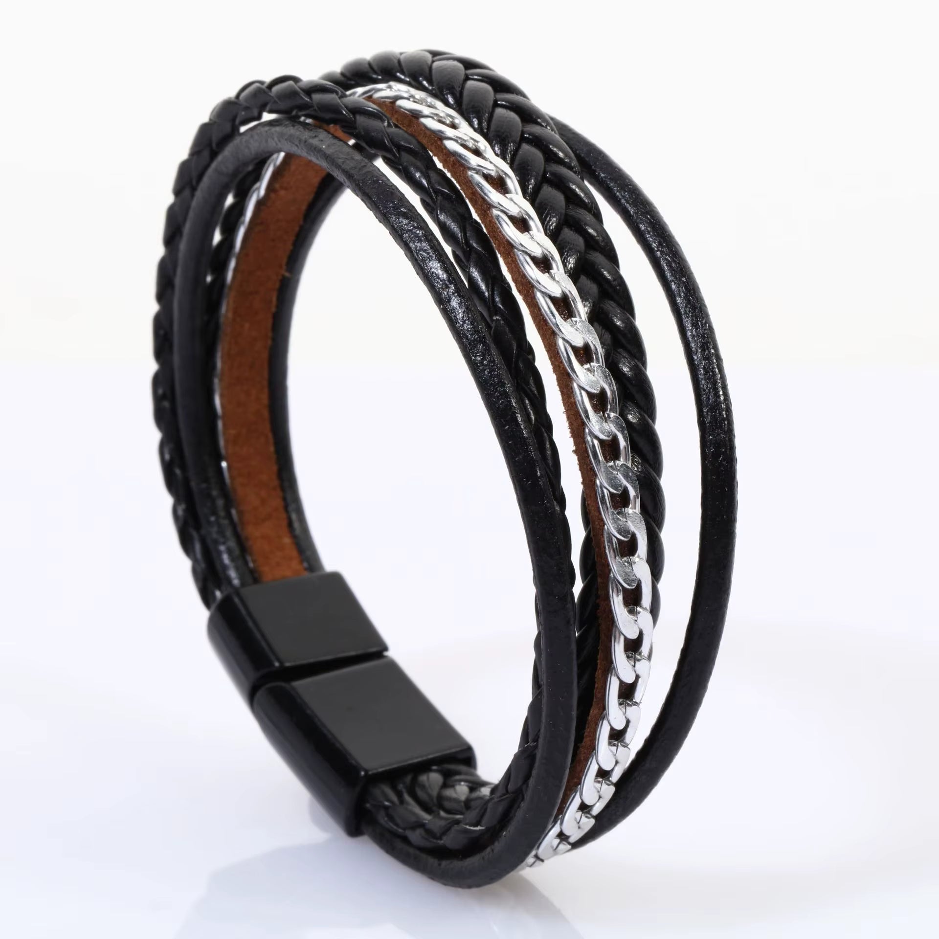 Populärt flätat läderarmband för män