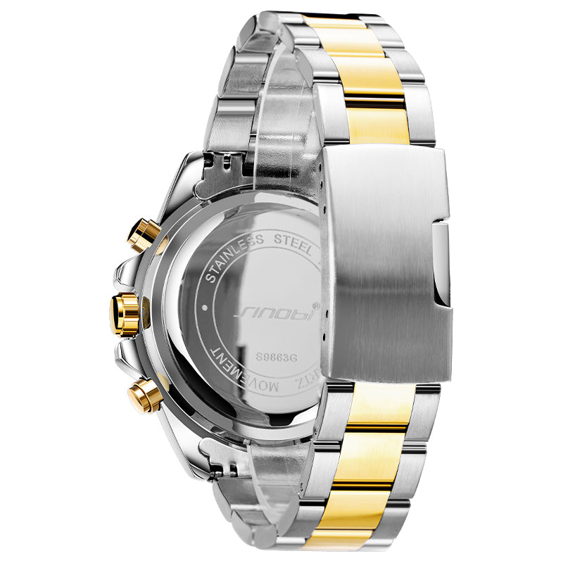 Lyxig herrklocka i rostfritt stål